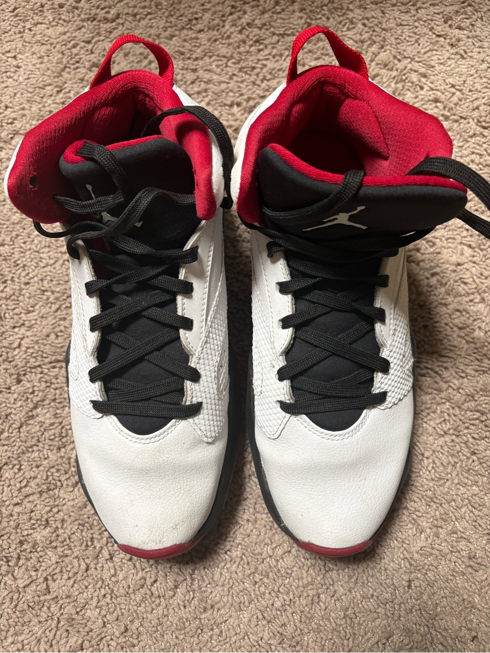 Jordan Gray White Black Sneakers with Red Inner Lining